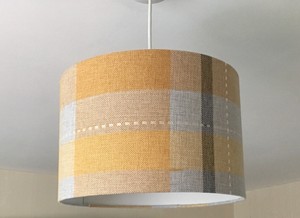 Détails Sur Nouveau Tartan Lumière Pendentif Lampe Plafond Abat Jour Jaune Moutarde Tissu Gris Tambour Afficher Le Titre Dorigine
