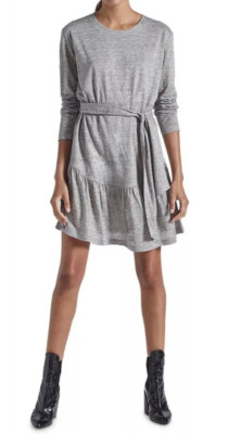 Current Elliott Dress The Crystal Long Sleeve Dress Heather Gray Nwt Size S