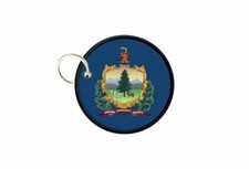 USA American Flag Keychain Vermont Printed Round