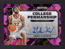 2023-24 PRIZM DRAFT COLLEGE PENMANSHIP PURPLE ICE GABE KALSCHEUR RC AUTO 79/99