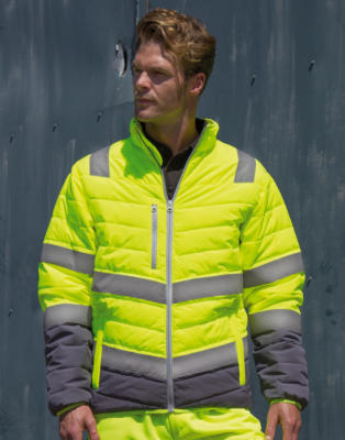 Herren Warnschutz-Stepp-Jacke mit Reflexstreifen - Warnschutzjacke EN 20471