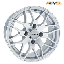 Set of 4, RHOX 13" Machined Silver Golf Cart Wheels, 13x6, Centered Offset