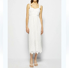 Jonathan Simkhai Bonnie White Lace Midi Column/Sheath Bridal Dress Size 4