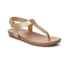 VIONIC Palisades Toe Post Ankle Strap Sandal Gold Leather NEW