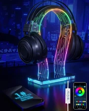Acrylic RGB Headphone Stand | Customizable 213 Lighting Modes & 60,000 Colors...