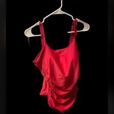 One Piece swimsuit Red Woman's Front coverage tummy control Sz 18 Swimming NEW