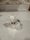 Fenton Art Glass Holiday Cat Artist Signed Hand Painted