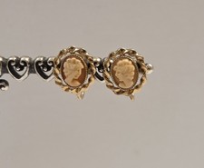 Vintage 14k G.o. Gold Cameo Screw Back Amco Earrings