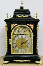 Rare Antique English Triple Fusee 10 Bell & 5 Gong 3 Musical Chime Bracket Clock