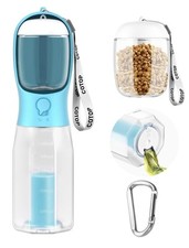 3 In 1 Pet Water Bottle, 20 Oz , Food Container And Poop Bag Dispenser