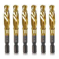 6-Pc 1/4-20NC Combination Drill Tap Bit Set SAE, 1/4" UNC-20 Thread Size, Titani