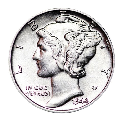 Roll of 50 - 90% Silver Mercury Dimes BU Mixed Dates (Minted 1916-1945) - Picture 2 of 3