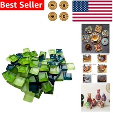 Polished Glass Mosaic Tiles - 100 Assorted Green Craft Pieces for DIY Lovers