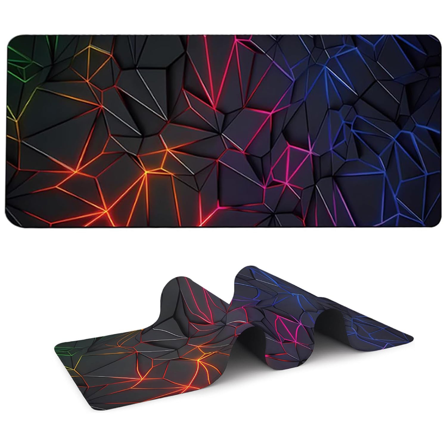 Mouse pad grand modele finition couture soignee et motifs graphiques pour setup minimaliste
