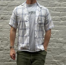 True Vintage 70s McGregor Camp Collar Shirt Short Sleeve Sz Med Plaid Blue White