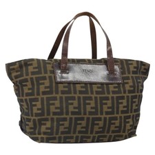 FENDI Zucca Canvas Hand Bag Brown Black Auth ka2103