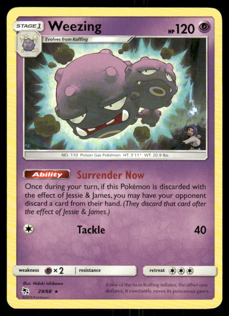 2019 Pokemon Weezing Rare Hidden Fates 29/68 NM