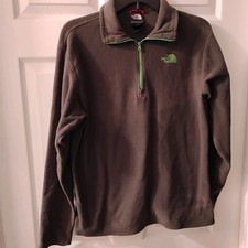 The North Face Polartec Mens 1/4 Zip Jacket Mens Small Fleece Grey Blue Trim