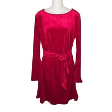CIDER Nwot Red Velvet Mini Dress, Long Sleeve A-Line Cocktail Party Dress, XL
