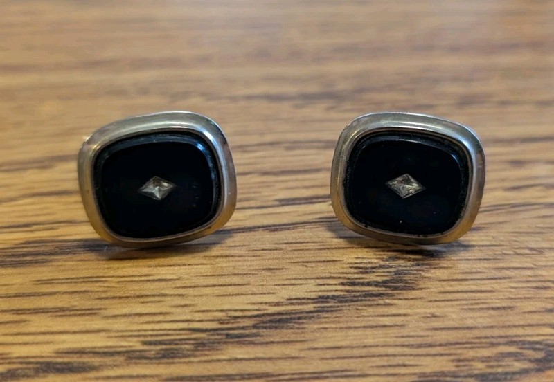 Cufflinks - Black With Center Stone