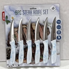 AR+Cook 6 Pc Steak Knife Set 4.5" Steak Knife Set Stainless Steel