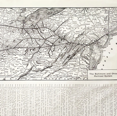 1914 Baltimore And Ohio Railroad System Map Connections Transportation B&O