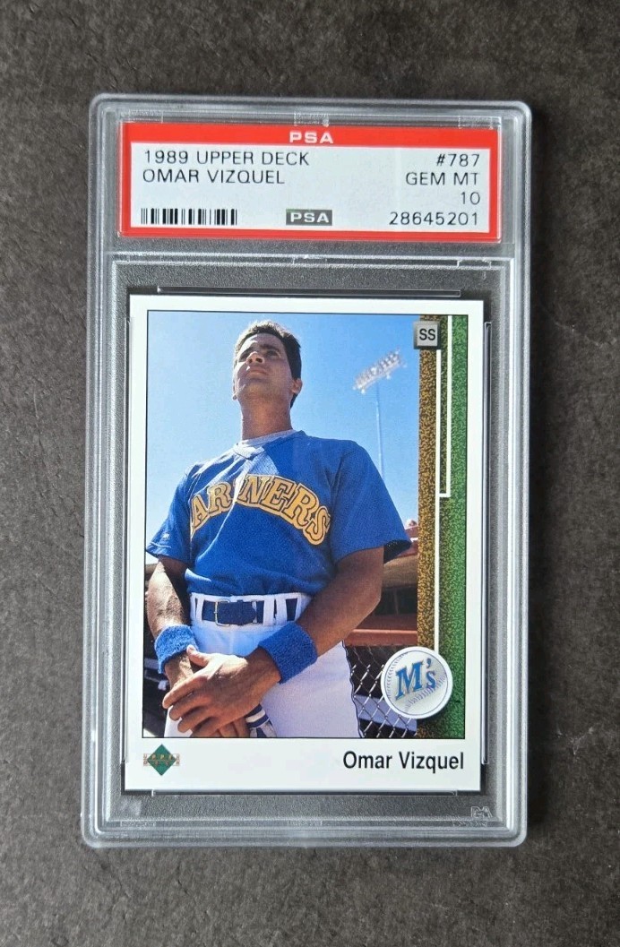 1989 UPPER DECK ROOKIE CARD #787 OMAR VIZQUEL MARINERS GRADED PSA 10 GEM MINT