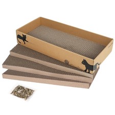 Cat Scratcher Cardboard 3In1 Scratch Pad With Box Reversible Furniture
