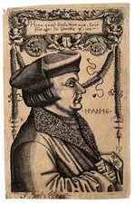 Hieronymus Hopfer Rare 16th Century Etching Johannes Pfefferkorn Master Art