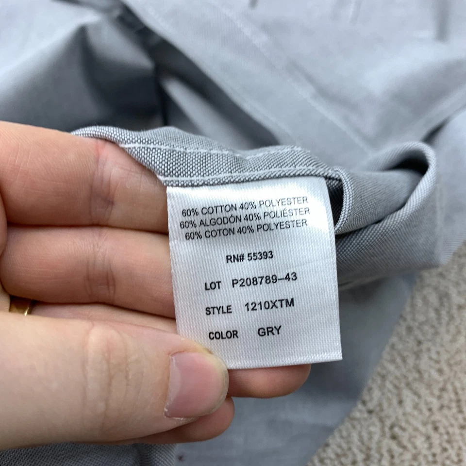 Camisa con botones Syracuse para hombre 2XT alta manga larga gris logotipo bordado Foto 4 de 4