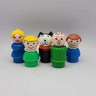 Vtg Fisher Price Little People lot of 5 plastic Family Figures Mom Dad Dog Girls