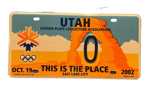 LICENSE PLATE PLATES Collector License Plate, Utah Sample Nice 2002 Zero 0