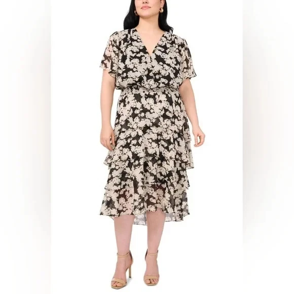 asymmetrical faux wrap midi dress vince camuto Vince Camuto Crepe Back Satin Long Sleeve Faux Wrap Dress Fit-and-Flare  with Self Sash Fuchsia 2 at Amazon Women's Clothing store