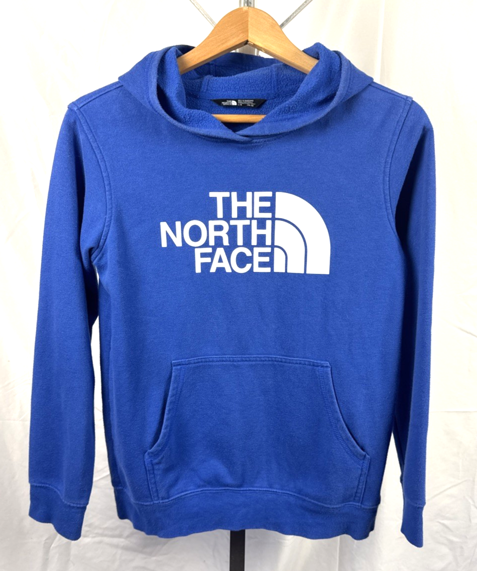 THE NORTH FACE Graphic Pullover Blue Hooded Sweatshirt Hoodie Boy's Size Large