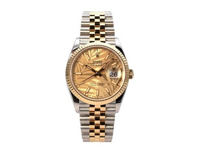 Rolex Datejust 36 Oystersteel / Gelbgold 126233 Golden Palmenmuster Jubile-Band