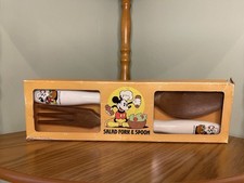 Disney Salad Fork And Spoon set Mickey Mouse In Original Box