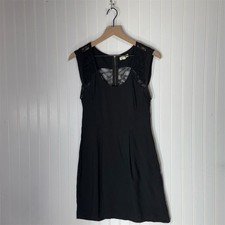Silence + Noise Black Lace Mini Dress Sz 4 Goth Mesh Grunge Urban Outfitters