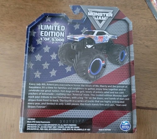 2023 Spin Master Monster Jam INDEPENDENCE DAY TRUCK 1 OF 5000 * RARE ** MOC * - Picture 4 of 5