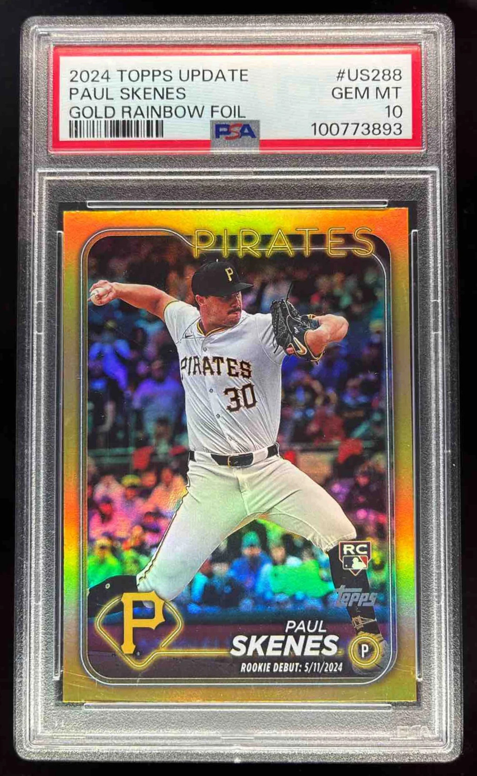 2024 Topps Update Gold Rainbow Foil #US288 Paul Skenes RC PSA 10