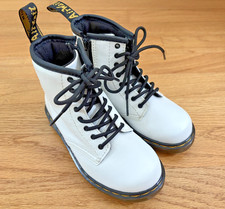 Girls Dr. Doc Martens Combat Boots White Size 10 US Lace Up /Zipper Kids