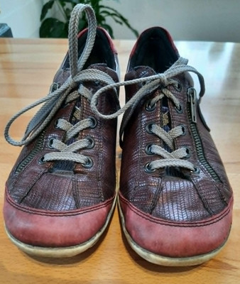 Halbschuhe, Remonte, Damen, Gr 38, Slipper Sneaker Loafers, weinrot, gebraucht
