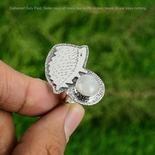 925 Sterling Silver Rainbow Moonstone Gemstone Unique Statement New Ring Jewelry