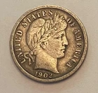 1902 barber dime Xf nice coin