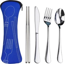 Lengnoyp Travel Silverware Set Stainless Steel Portable Utensils with Case