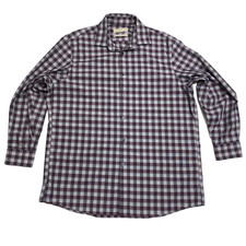 Michael Kors Mens Size 16.5 Purple Check Dress Shirt Regular Fit Non Iron 32/33