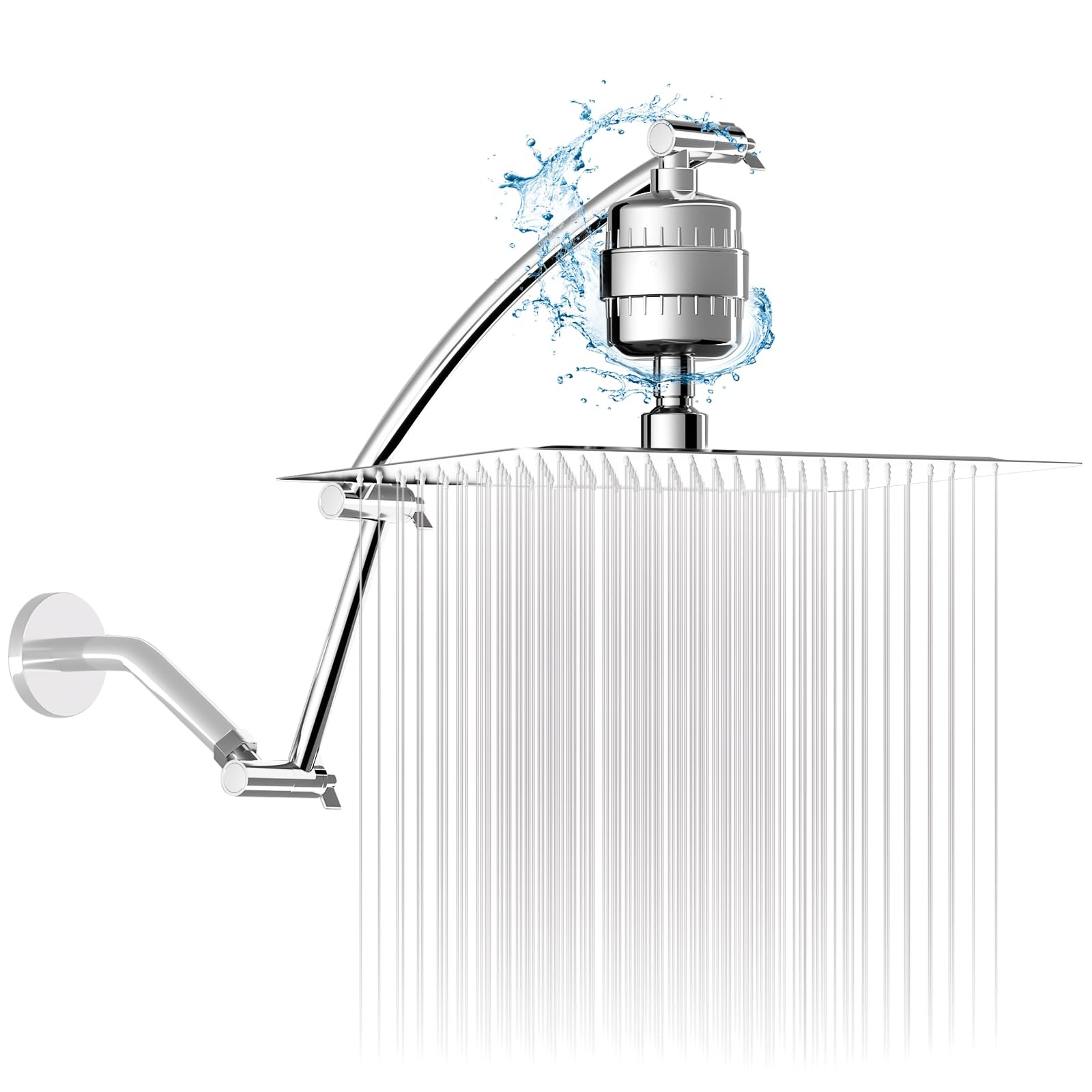 20-Stage High-Pressure Filtered Shower Head with Adjustable Arm