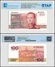 Luxembourg 100 Francs, 1986 ND, P-58b, UNC, Authenticated