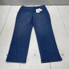 Gloria Vanderbilt Amanda Straight Jeans Womens 16 Short Blue High Rise Stretch