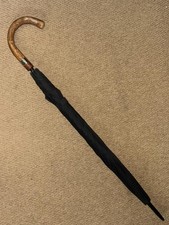 Vintage Gents Black Classic Car Jaguar Umbrella - Crook Handle By Swaine Brigg