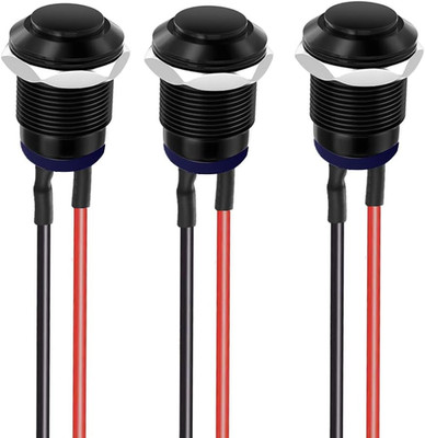 3Pcs Prewired IP65 Waterproof Push Button Latching Self-Locking Aluminium Alloy